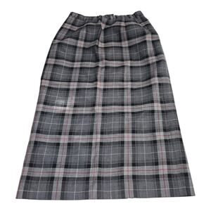 Pendleton Plaid Gray Red and Black Virgin Wool Midi Skirt Size Medium‎